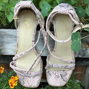 Pink Leopard Print Block Heel Sandals NWOT